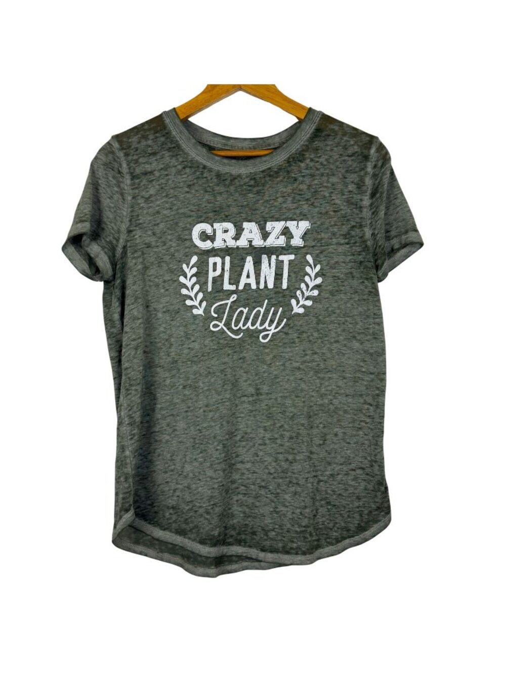 Maurices Crazy Plant Lady Burnout Tee Small Short Sleeve Olive Green